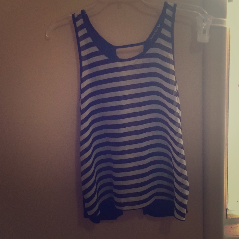 Stringer back, striped front, tank top
